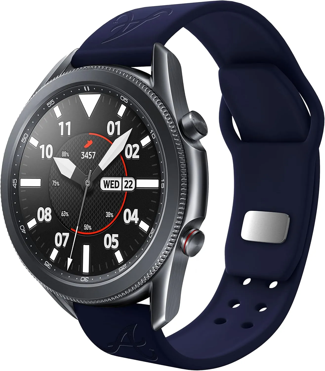 Game Time Atlanta Braves Engraved Silicone Watch Band Compatible with Samsung and more (22mm Navy)