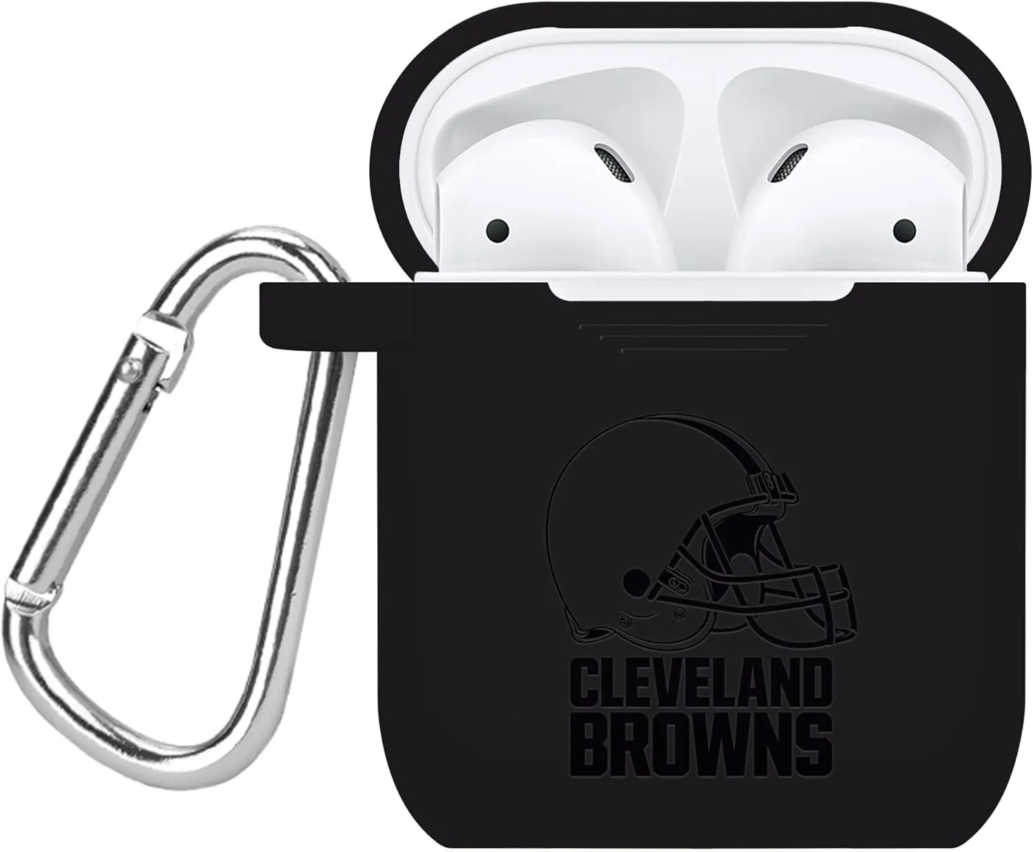 Game Time Cleveland Browns Engraved Silicone Combo Package Compatible with Apple Watch and AirPods Battery Case (42/44mm Black/Black)