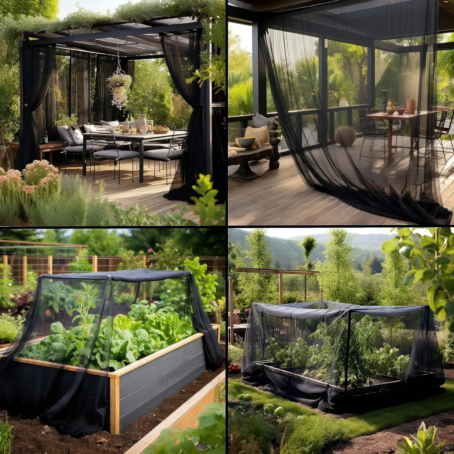 Garden-Netting Cover, 10x30 FT Black Polyester, Multipurpose Netting for Outdoor & Indoor Use, Protects from Insects, Birds, Deer etc., Adjustable Size, Premium Quality