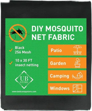 Garden-Netting Cover, 10x30 FT Black Polyester, Multipurpose Netting for Outdoor & Indoor Use, Protects from Insects, Birds, Deer etc., Adjustable Size, Premium Quality