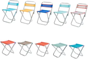Garneck Folding Camping Chair Portable Mesh Fishing Stool Collapsible Stool for Hiking Travel and Outdoor Activities Random Color