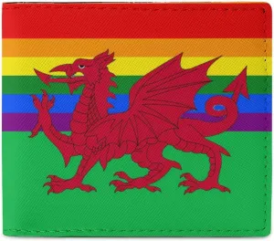 Gay Pride Flag of Wales Funny Bifold Wallets Funny Purse Front Pocket Holder Money Clip with ID Credit Card Slots for Men Women 4.5 X 4 Inches