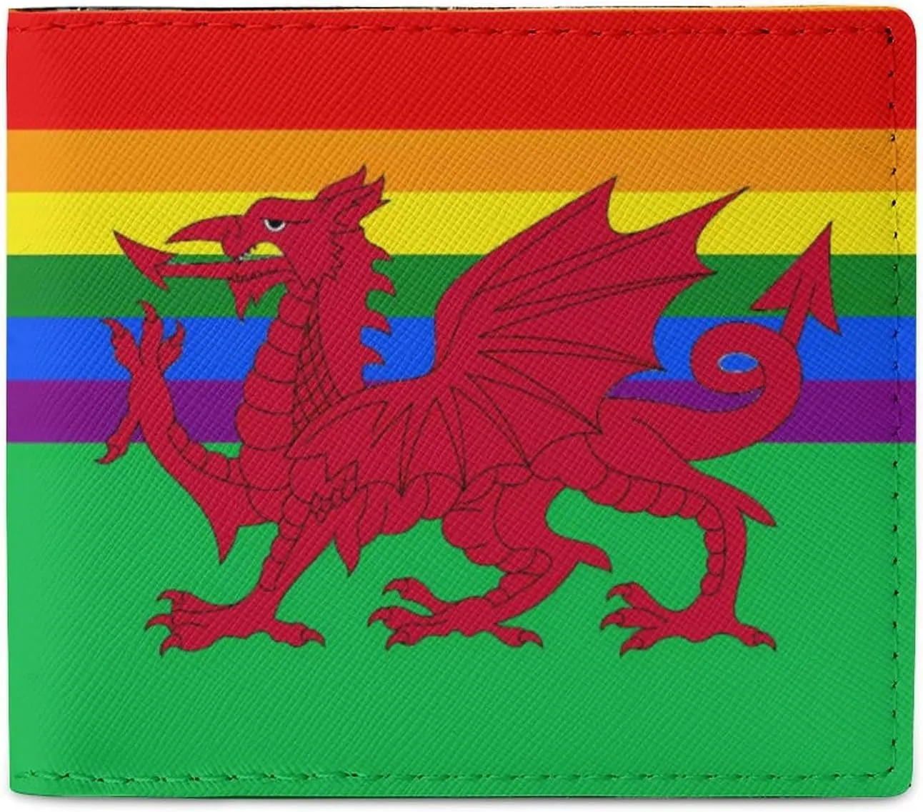 Gay Pride Flag of Wales Funny Bifold Wallets Funny Purse Front Pocket Holder Money Clip with ID Credit Card Slots for Men Women 4.5 X 4 Inches