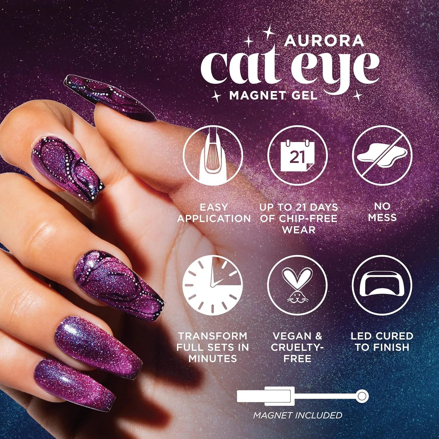Gelish Aurora Cat Eye Effect Magnet Gel Polish – Reflective Flash Glitter Galaxy, Multi-Dimensional Iridescent Shimmer, Soak-Off, Vegan & Cruelty-Free. (Love At First Light, 15mL)