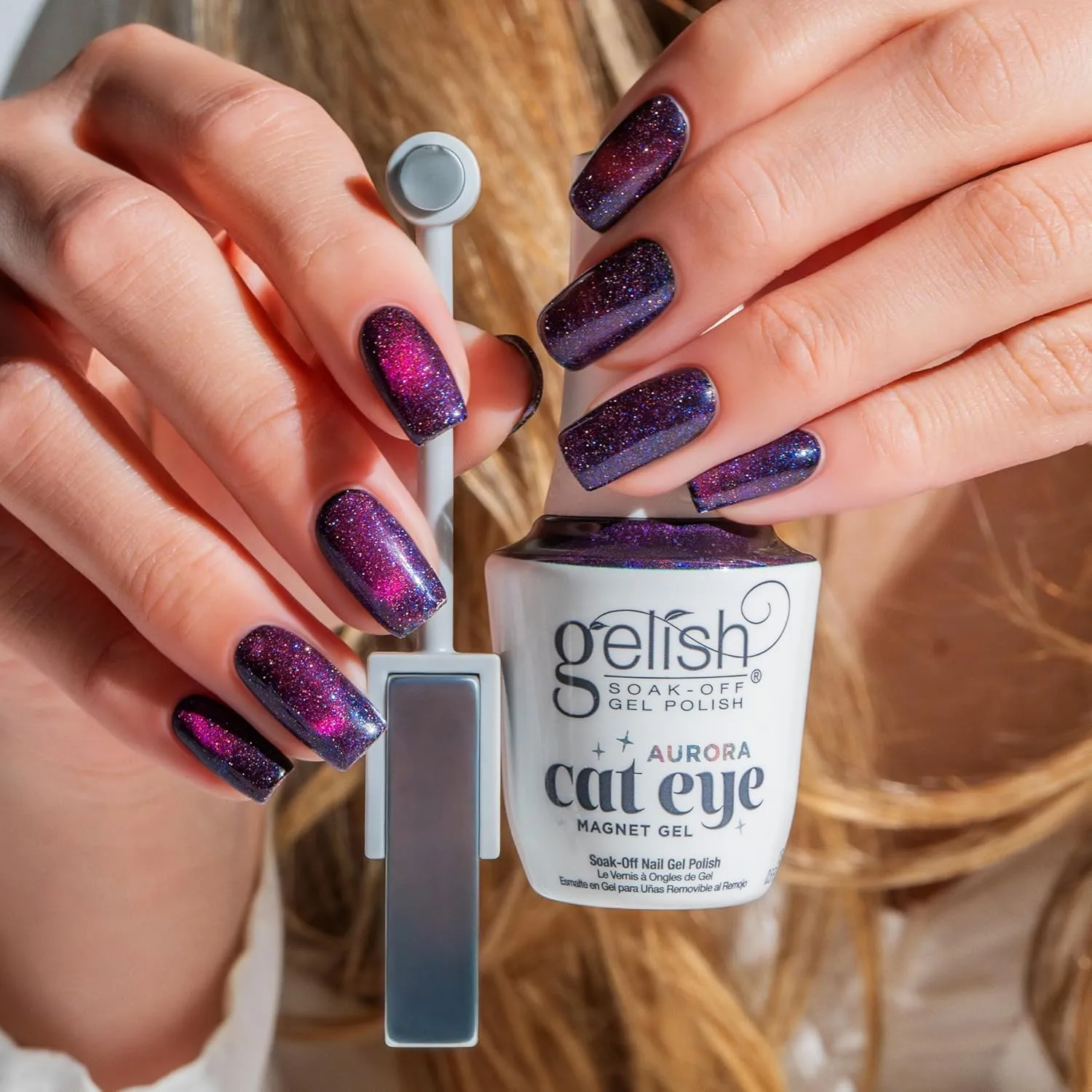 Gelish Aurora Cat Eye Effect Magnet Gel Polish – Reflective Flash Glitter Galaxy, Multi-Dimensional Iridescent Shimmer, Soak-Off, Vegan & Cruelty-Free. (Love At First Light, 15mL)