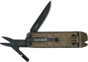 Gerber Gear Lockdown Slim Pry 7-in-1 Keychain Multitool Compact EDC Mini Pocket Knife with Pry Bar, Burnt Bronze