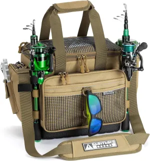 Ghosthorn Fishing Tackle Bag for Saltwater & Freshwater - Versatile Water Resistant Tackle Box Bag Stores Up to 6 Bait Boxes - Durable Fishing Gear Organizer