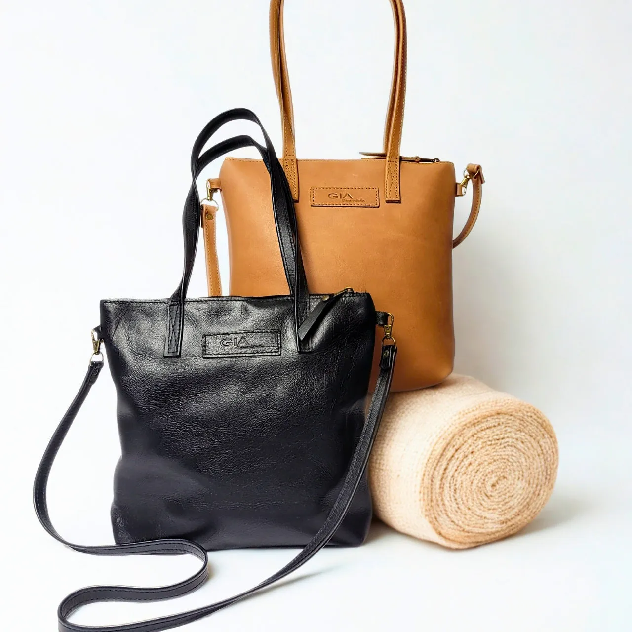 Gia LEATHER DUAL TOTE toffee bag