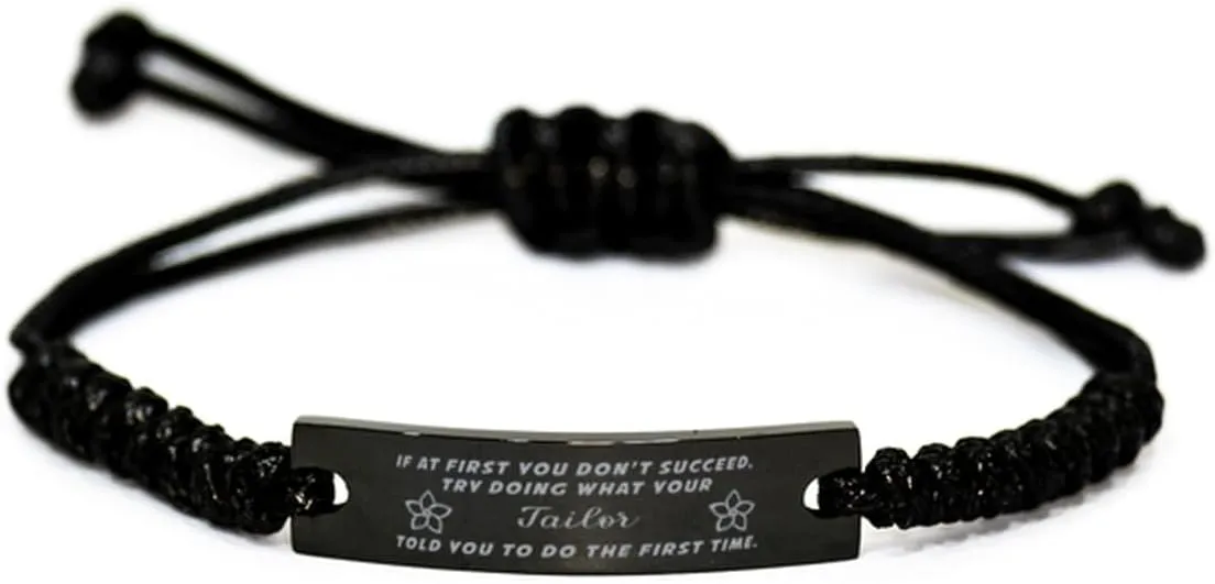 GIFTVILLE & SURPRISE Black Stainless Steel Handmade Bracelets Adjustable Cord Inspirational, Tailor If at first you don't succeed, try doing what your athletic trainer told you to do the first time.