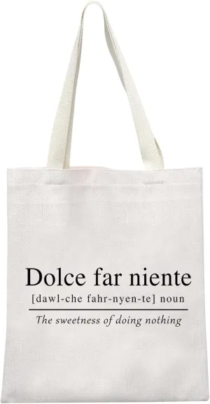 GJTIM Italian Themed Sweet Doing Nothing Quote Dolce Far Niente Italy Lover Gift Zipper Pouch Travel Bag Tote