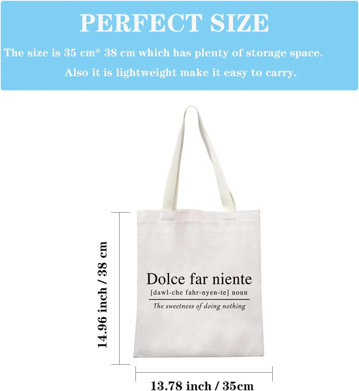 GJTIM Italian Themed Sweet Doing Nothing Quote Dolce Far Niente Italy Lover Gift Zipper Pouch Travel Bag Tote