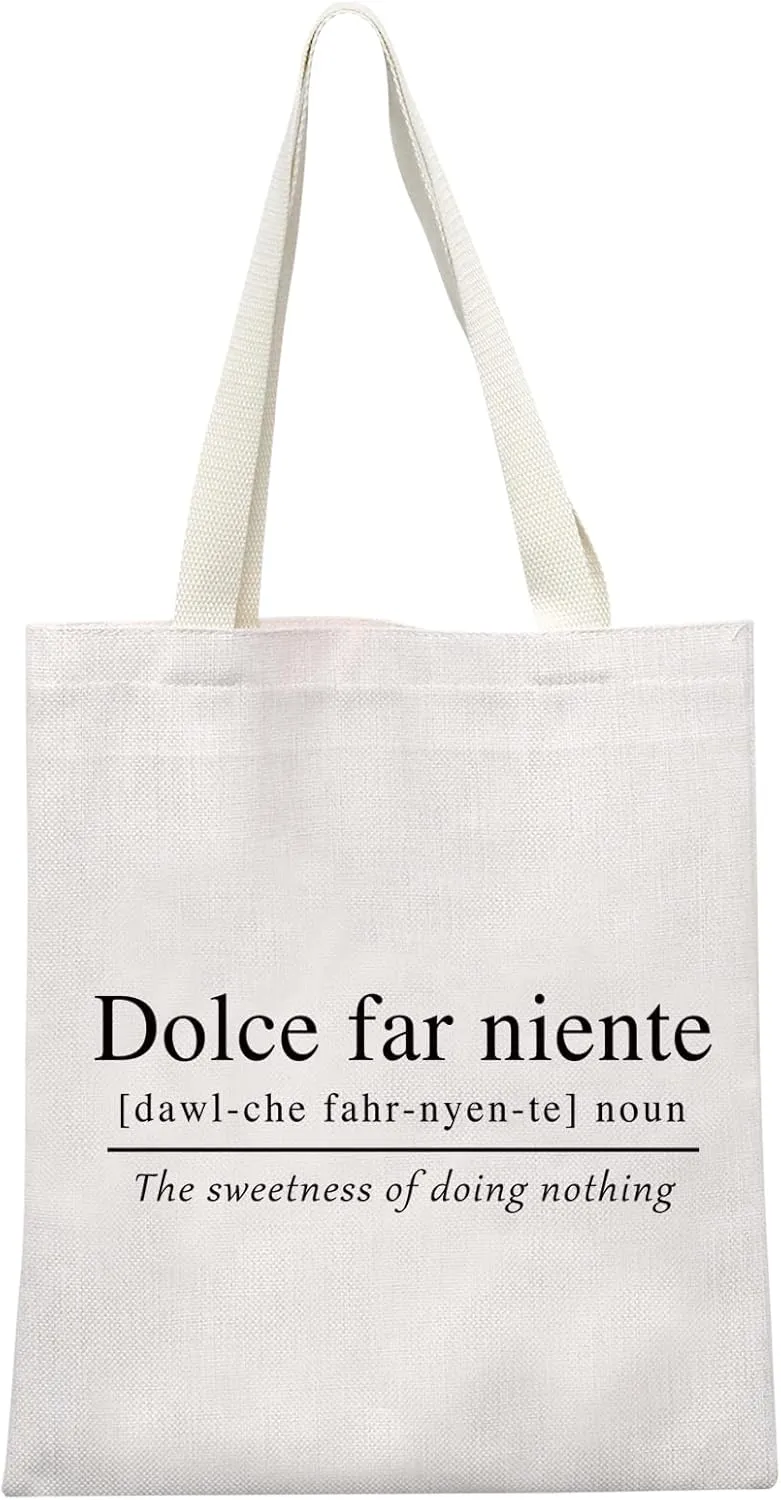 GJTIM Italian Themed Sweet Doing Nothing Quote Dolce Far Niente Italy Lover Gift Zipper Pouch Travel Bag Tote