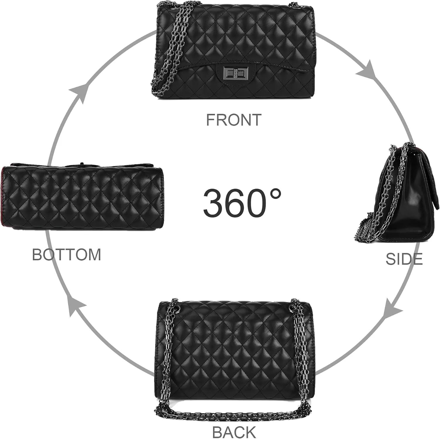 Gladdon Quilted Crossbody Purse for Women Trendy Ladies Shoulder Bag with Chain Designer Purses