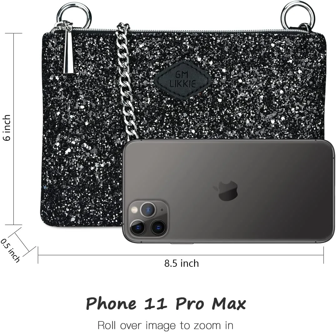 GM LIKKIE Crossbody Clutch Purse for Women, Glitter Evening Bag, Sequin Wedding Handbag for Party