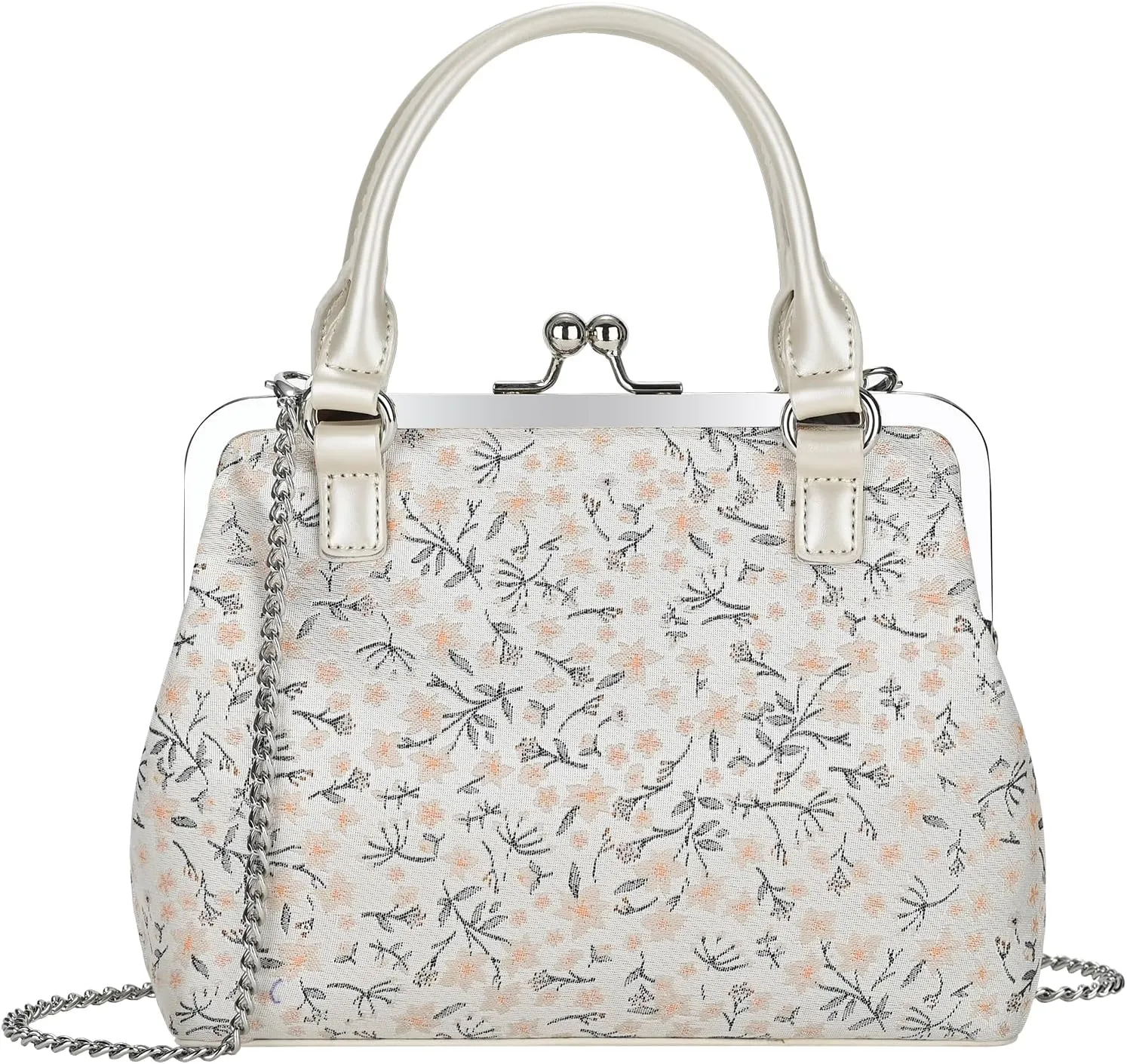 GM LIKKIE Kiss Lock Purses and Handbags, Vintage PU Leather Clutch Purses for Women, Top Handle Evening Handbag
