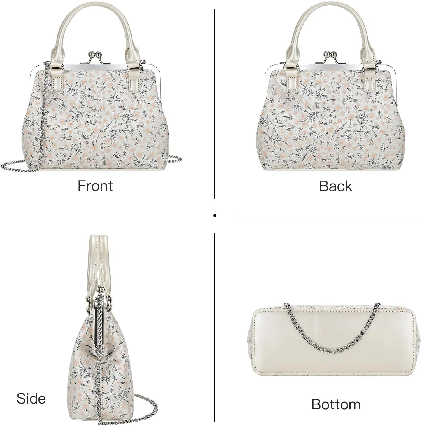 GM LIKKIE Kiss Lock Purses and Handbags, Vintage PU Leather Clutch Purses for Women, Top Handle Evening Handbag