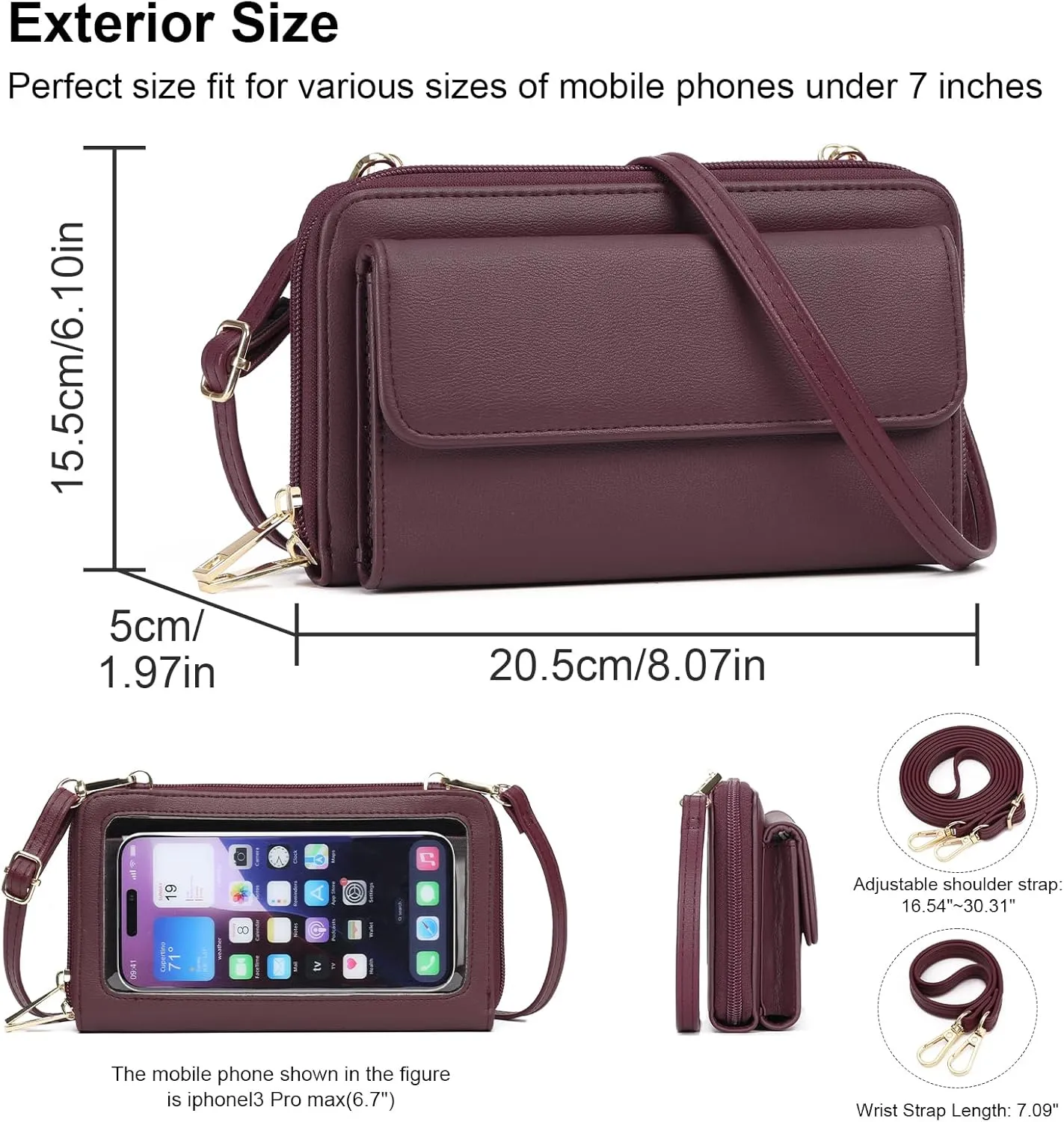GOIACII Small Crossbody Cell Phone Bag for Women, Mini Shoulder Handbag Purse Wallet with Credit Card Slots