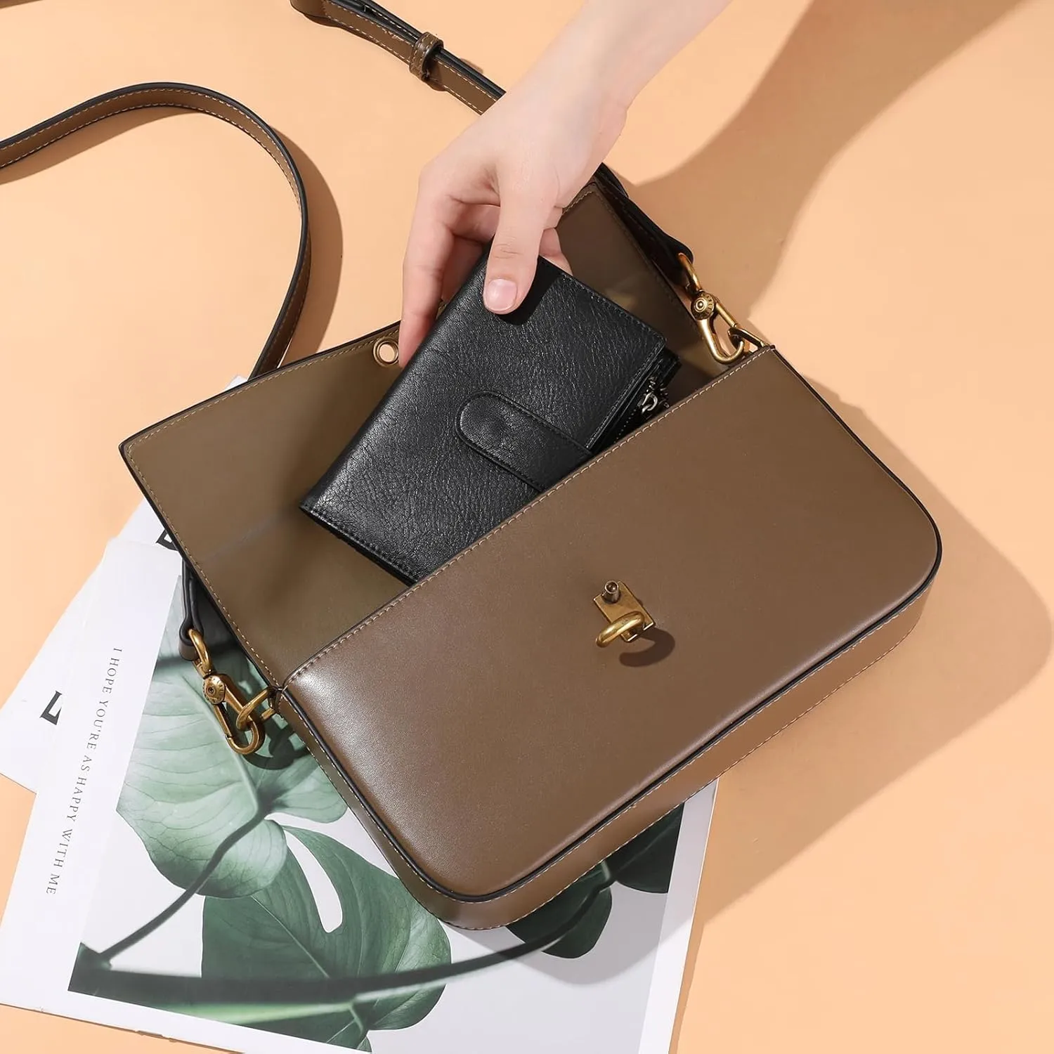 GOIACII Womens Wallets Rfid Credit Card Holder with 2 Zipper Pockets, 3 ID Windows Ladies Purse Leather