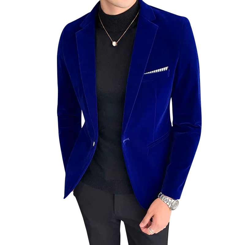 Gold Velvet Blazer | High-Quality Slim Fit Suit Jacket