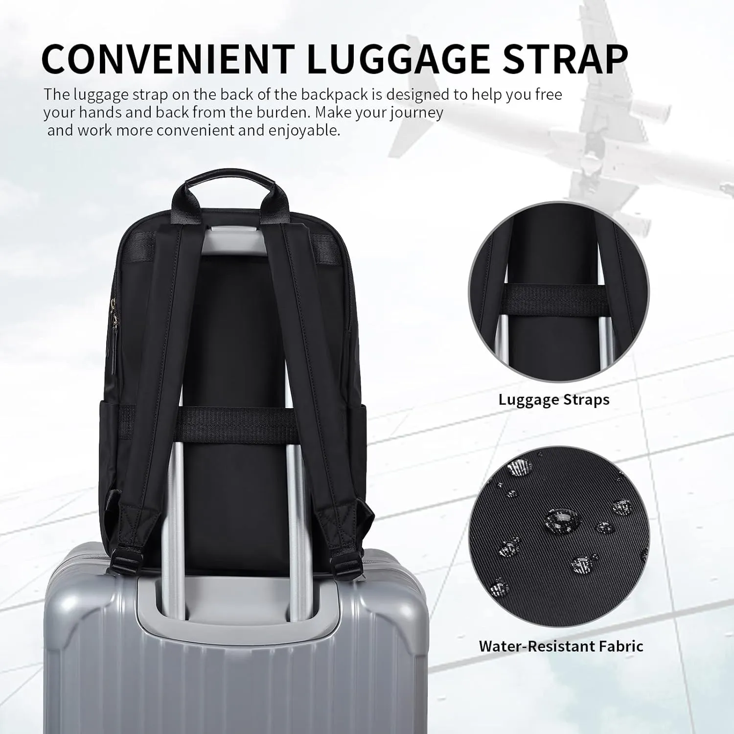 GOLF SUPAGS Laptop Backpack for Women Fits 14 Inch Notebook Casual Daypack Purse Work Travel College Bag (Black)