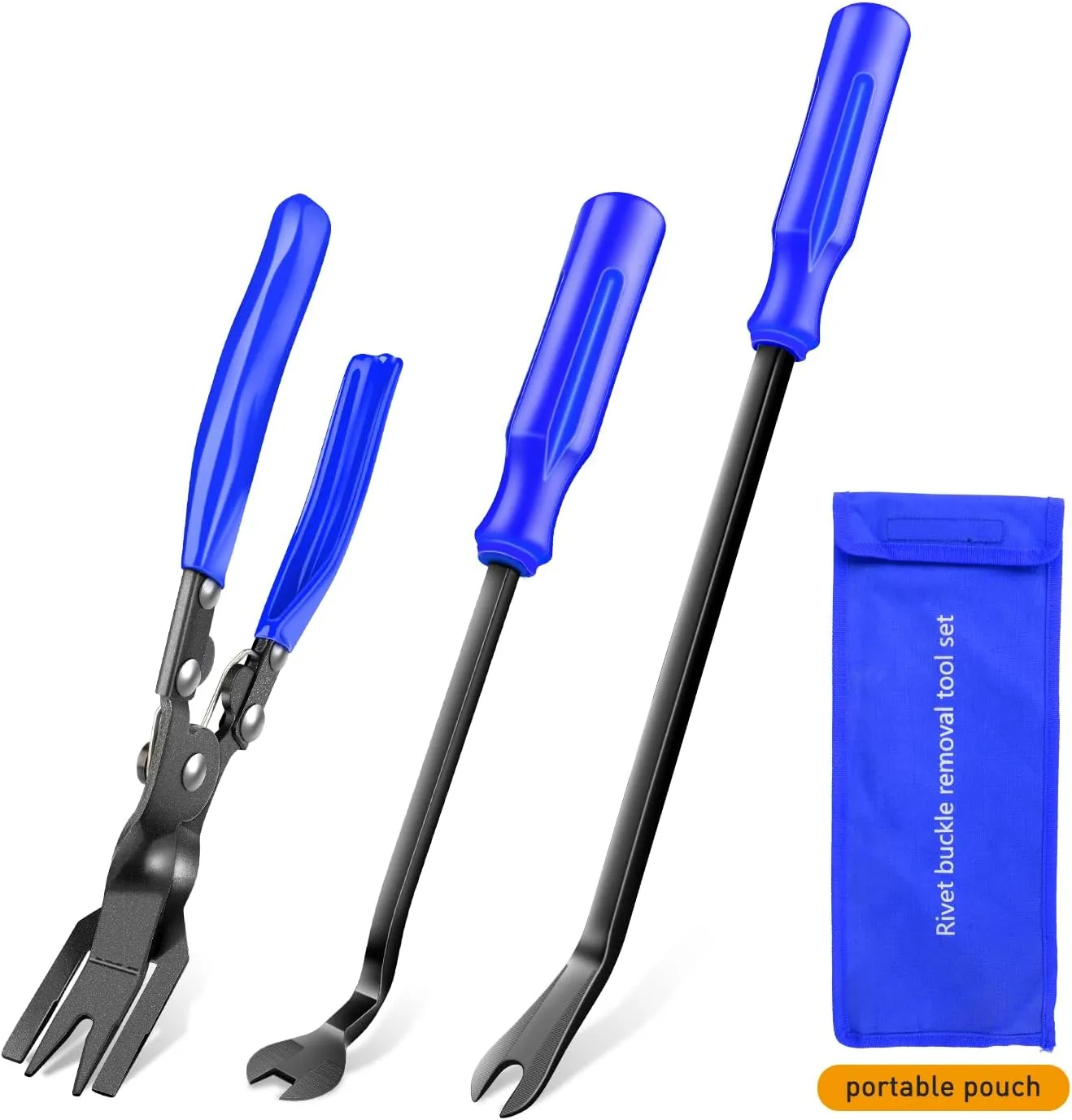 GOOACC Auto Trim Removal Tool Set 3Pcs No Scratch Pry Tool Kit with Storage Bag for Car Body Clips Door Panel Car Clips Dashboard Repair Blue