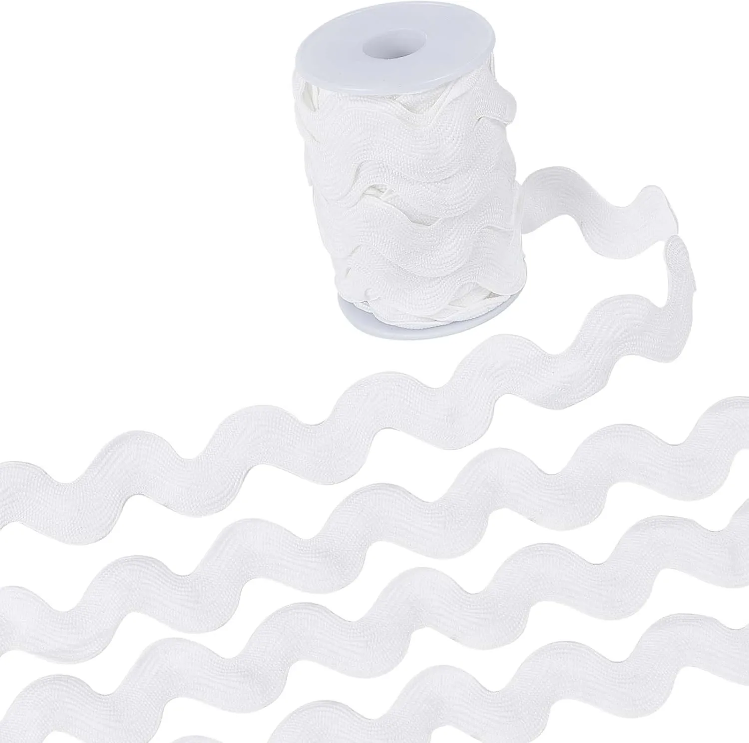 GORGECRAFT 0.78 inch-1.33 inch/20-34mm Wide Rick Rack Trim 10 Yards White Wave Bending Fringe Trim Braided Woven RIC Rac Ribbon Zig Zag Trim for DIY Sewing Crafts Wedding Dress Costumes Party