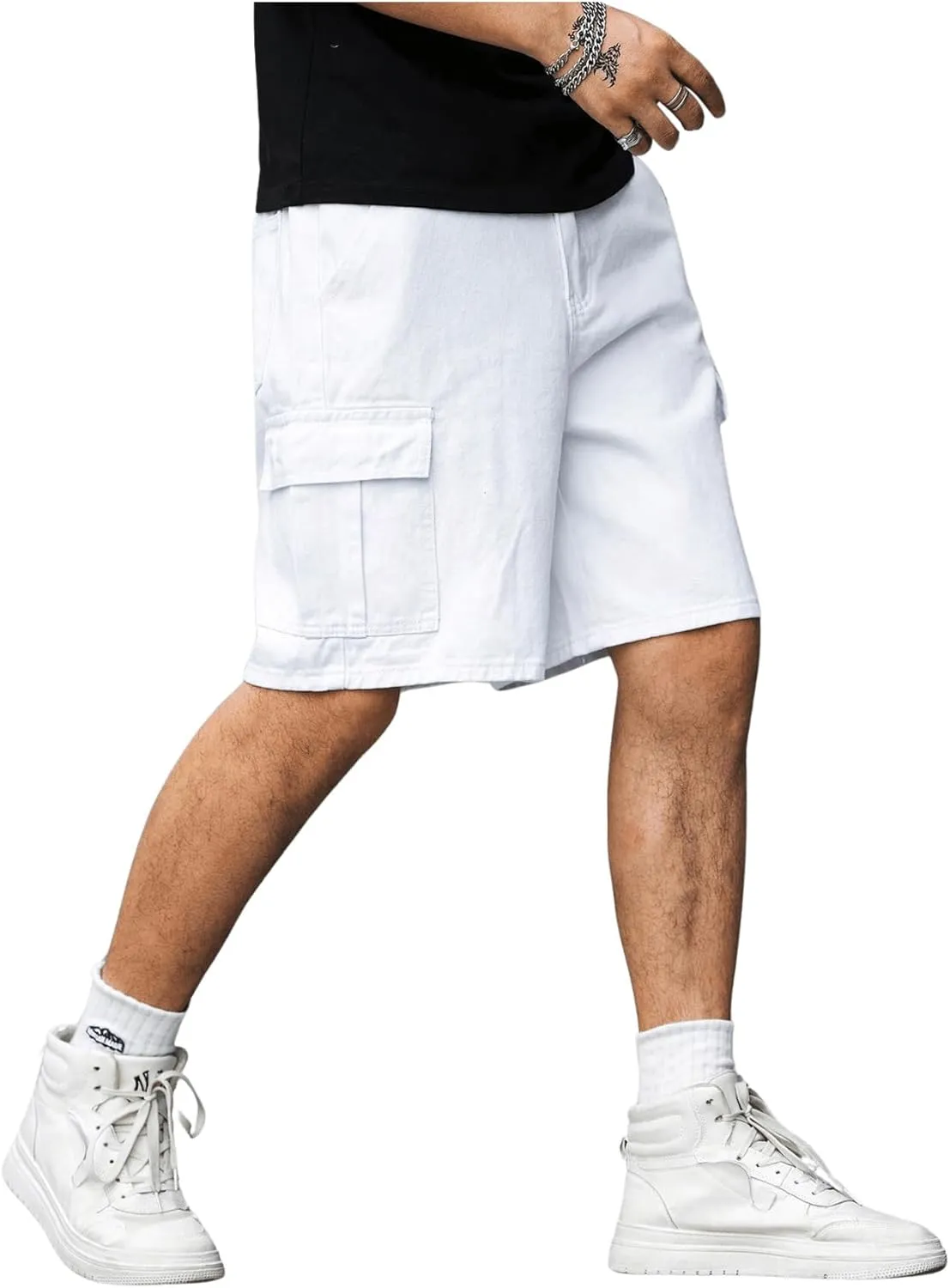 GORGLITTER Men's Denim Cargo Baggy Jorts Shorts Jeans Flap Pocket Summer Shorts