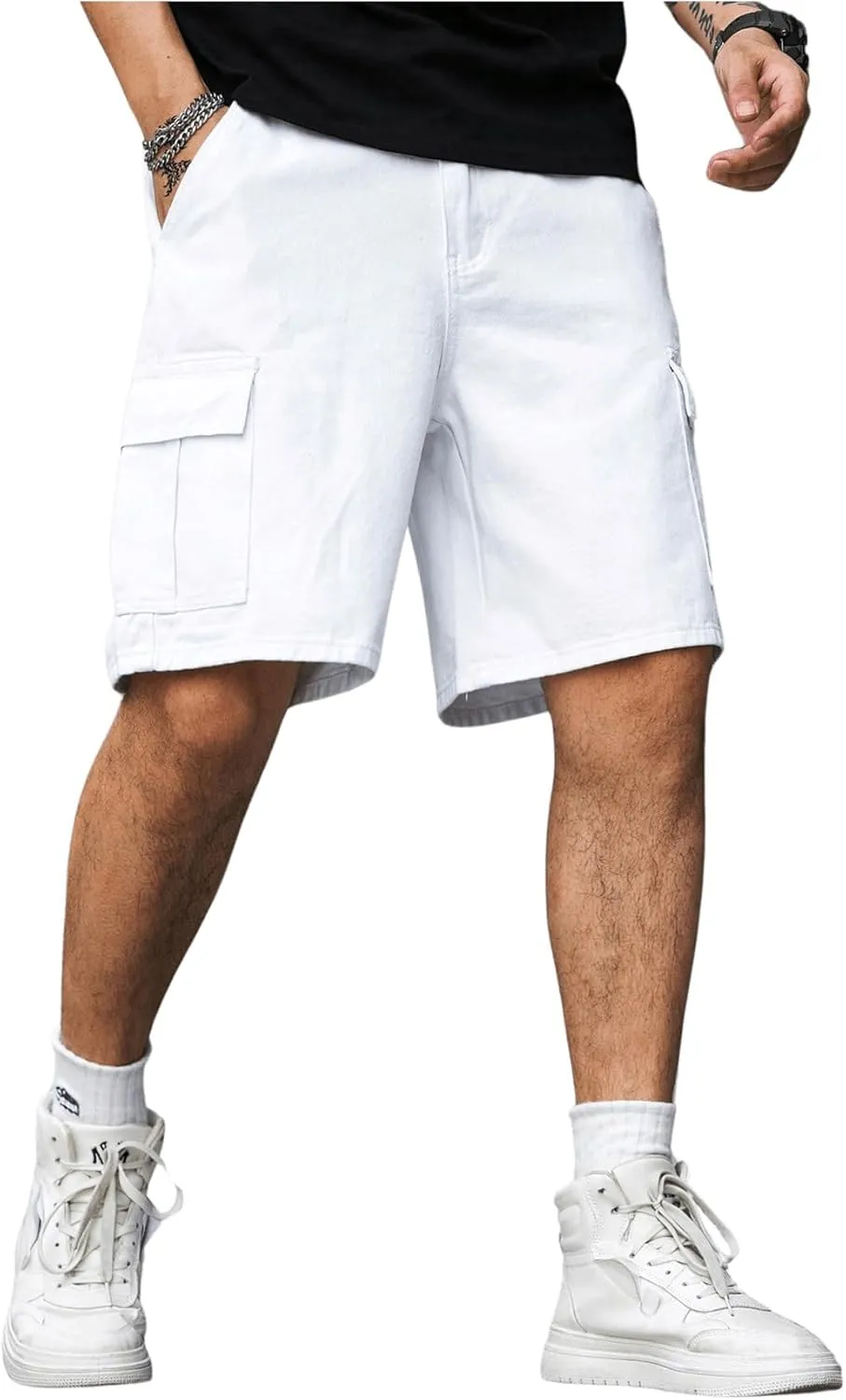 GORGLITTER Men's Denim Cargo Baggy Jorts Shorts Jeans Flap Pocket Summer Shorts
