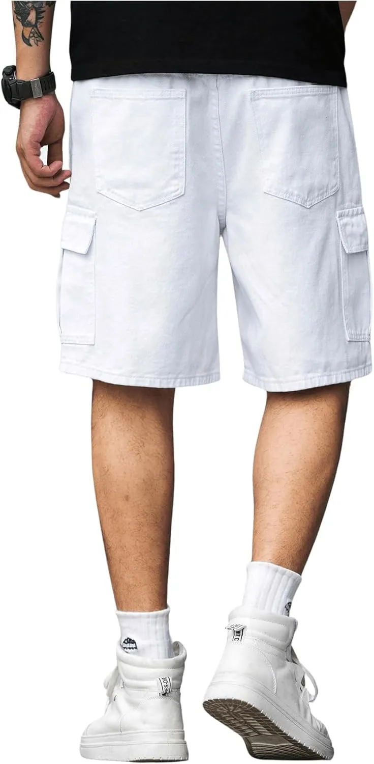 GORGLITTER Men's Denim Cargo Baggy Jorts Shorts Jeans Flap Pocket Summer Shorts