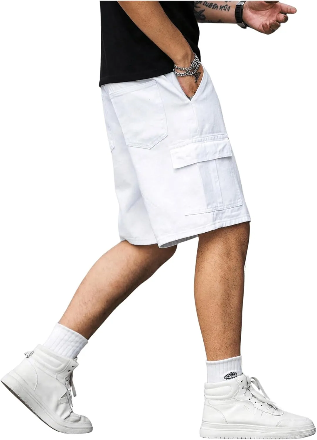 GORGLITTER Men's Denim Cargo Baggy Jorts Shorts Jeans Flap Pocket Summer Shorts