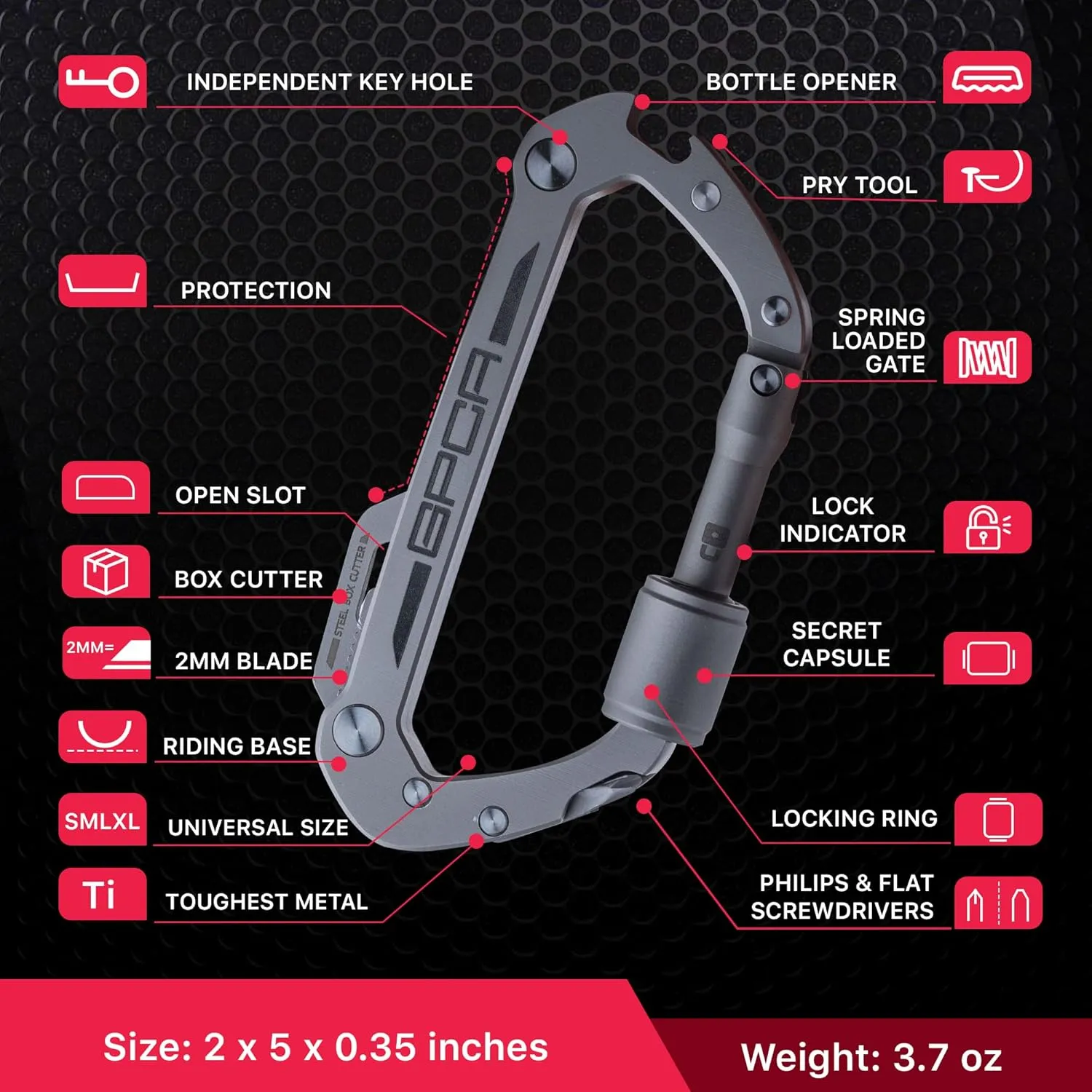 GPCA Carabiner Keychain Clip, Key Organizer, Key Ring, car Key Holder, Multi Tool EDC Gear with Bottle Opener