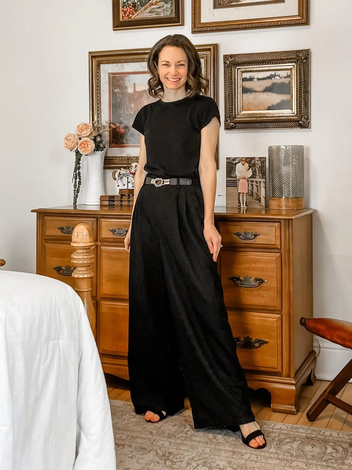 GRACE KARIN Wide Leg Pants for Women Cotton Linen Business Casual Long Trousers Palazzo Pants with Pockets