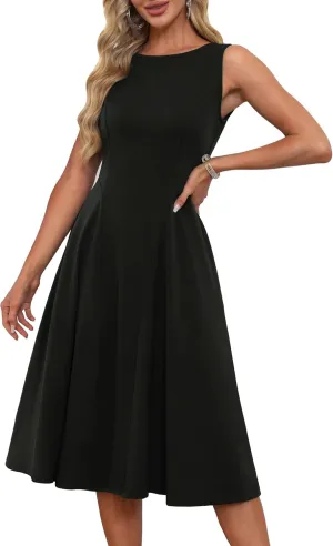 GRACE KARIN Women's Sleeveless Cocktail Party Dress 2025 Wedding Guest Vintage A Line Midi Dresses with Pockets