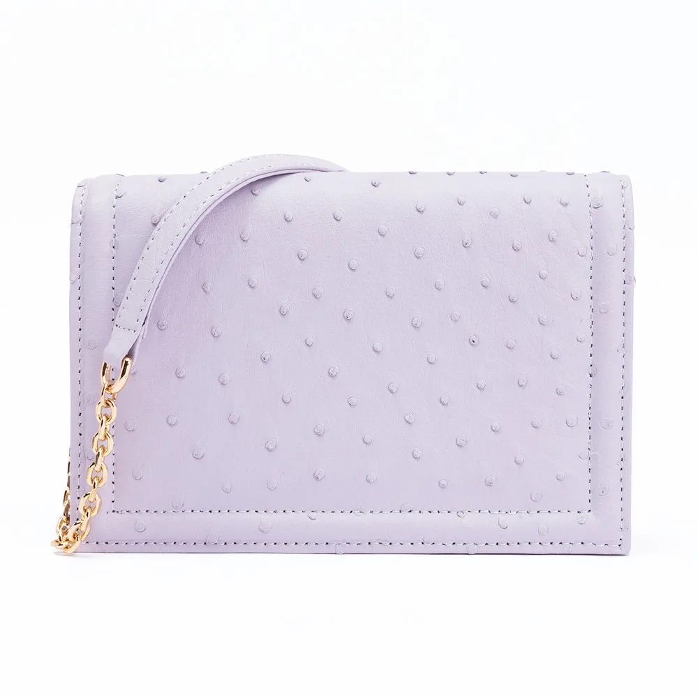 Green Market Crossbody in Periwinkle Ostrich