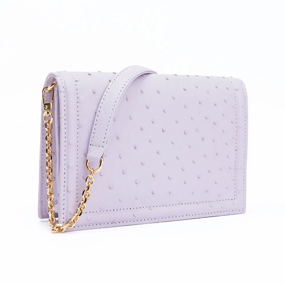 Green Market Crossbody in Periwinkle Ostrich