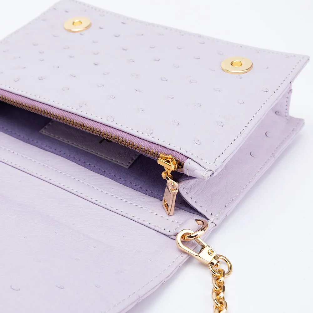 Green Market Crossbody in Periwinkle Ostrich
