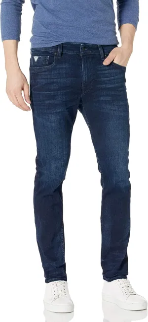 GUESS Men's Mid Rise Slim Fit Tapered Leg Jean