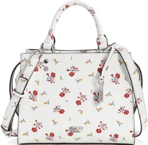 GUESS Pink Floral Print Crossbody Satchel Tote Bag Handbag - White Multi