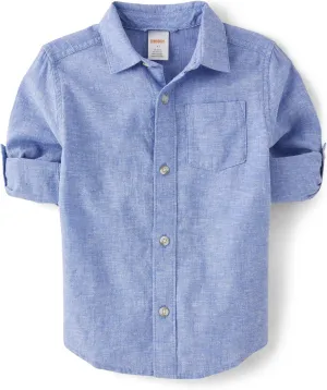 Gymboree Boys' and Toddler Long Sleeve Linen Button Up Shirt