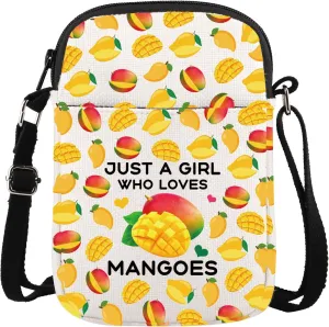 Gzrlyf Just a Girl Who Loves Mangoes Crossbody Bag Mango Lover Gift Mango Fruit Themed Gift For Farmer Mango Purse Wallet Bag