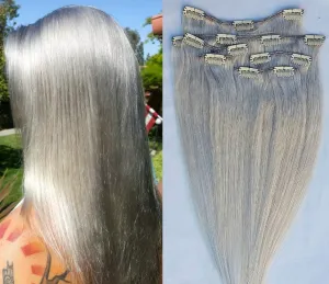 Hair Faux You 20" Clip in Hair Extensions Real Human Hair 90g Clip on for Full Head 7 pieces, 14 clips, Silky Straight Weft Remy Hair Color # Light Ash Blonde (Without Gold Tint)