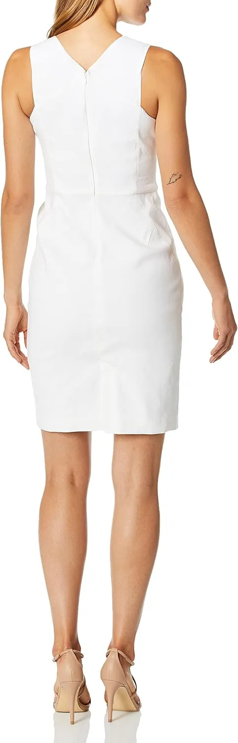 HALSTON Women's Sleeveless Aysmmetrical-Neck Linen Dress