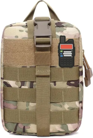 Ham Radio Go Bag with Tear-Away Velcro Back - Molle Compatible, Multi-Pocket Design for Radios, Cables, and Gear | MultiCamo