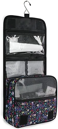 Hanging Toiletry Bag Cat Skull Fantasy Makeup Travel bag for Toiletries Portable Toiletry Organizer Bags Clear Toiletry Cosmetic Kit