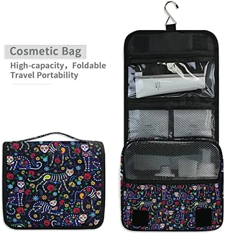 Hanging Toiletry Bag Cat Skull Fantasy Makeup Travel bag for Toiletries Portable Toiletry Organizer Bags Clear Toiletry Cosmetic Kit