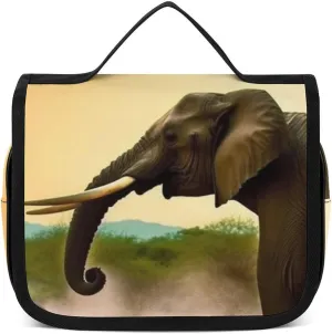 Hanging Toiletry Bag for Women Men Portable Waterproof Makeup Bag Organizer Africa Elephant Travel Toiletry Bag