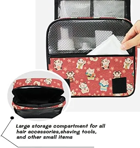 Hanging Toiletry Bag Japanese Maneki Cats Makeup Travel bag for Toiletries Portable Toiletry Organizer Bags Clear Toiletry Cosmetic Kit