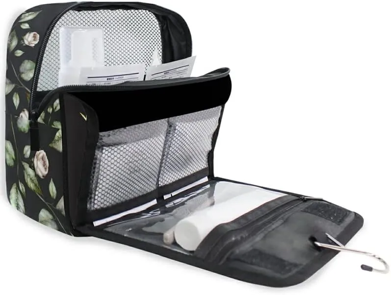 Hanging Toiletry Bag Skull Skeleton with Flame Butterfly Makeup Travel bag for Toiletries Portable Toiletry Organizer Bags Clear Toiletry Cosmetic Kit