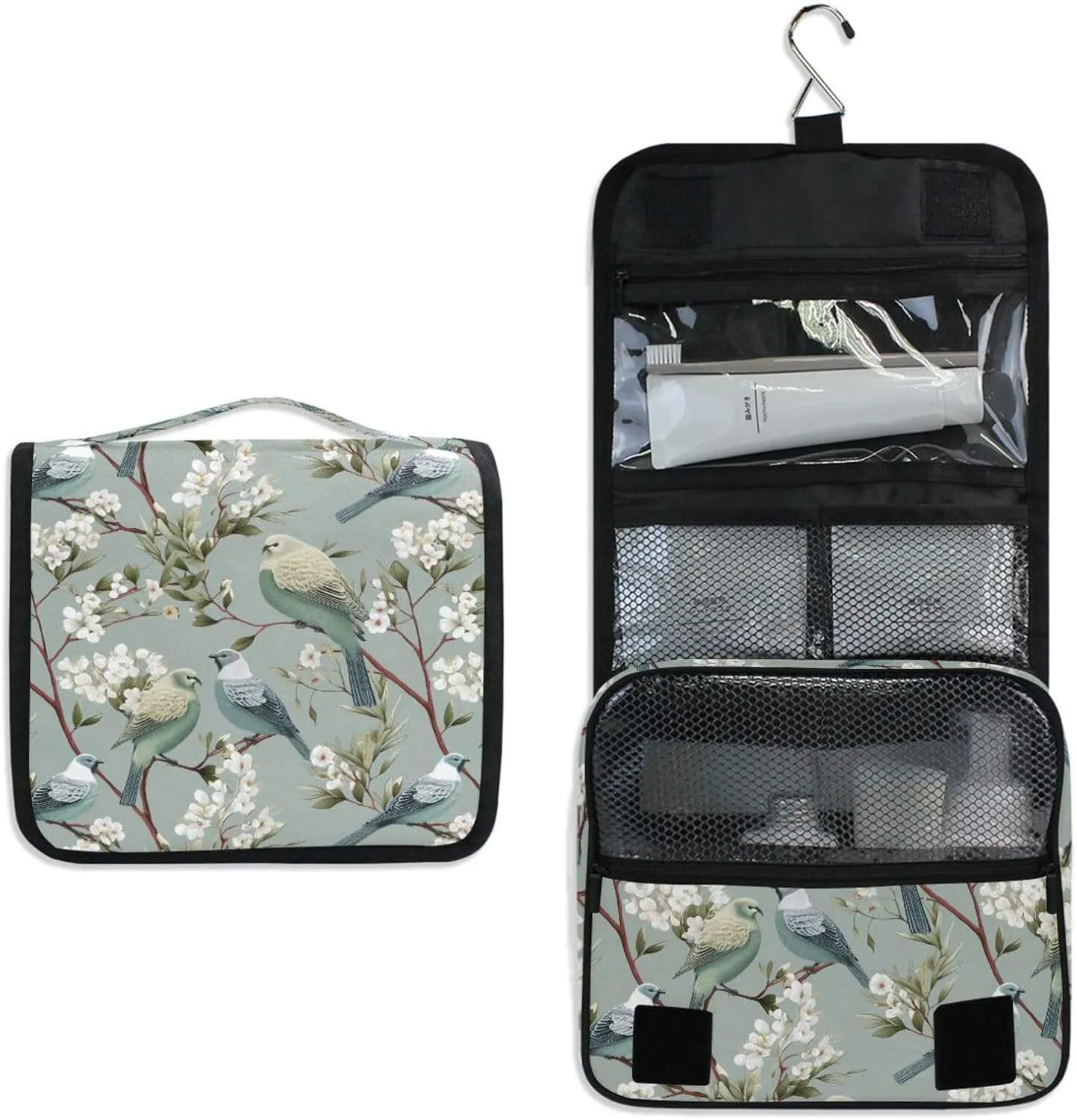 Hanging Toiletry Bag Sparrows Bird Travel Makeup bag for Toiletries Portable Travel Toiletry Organizer Cosmetic Bags with Hanging Hook
