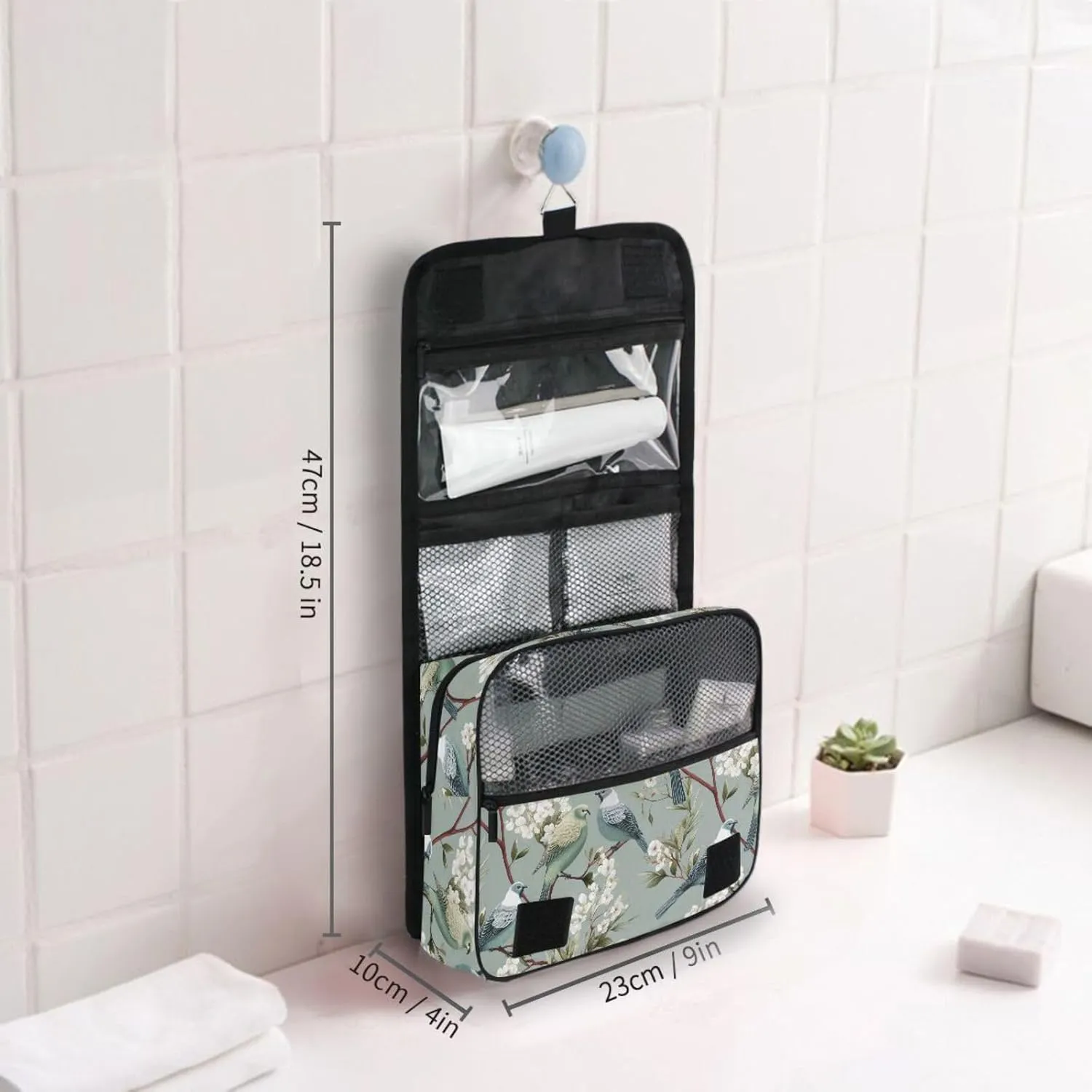 Hanging Toiletry Bag Sparrows Bird Travel Makeup bag for Toiletries Portable Travel Toiletry Organizer Cosmetic Bags with Hanging Hook